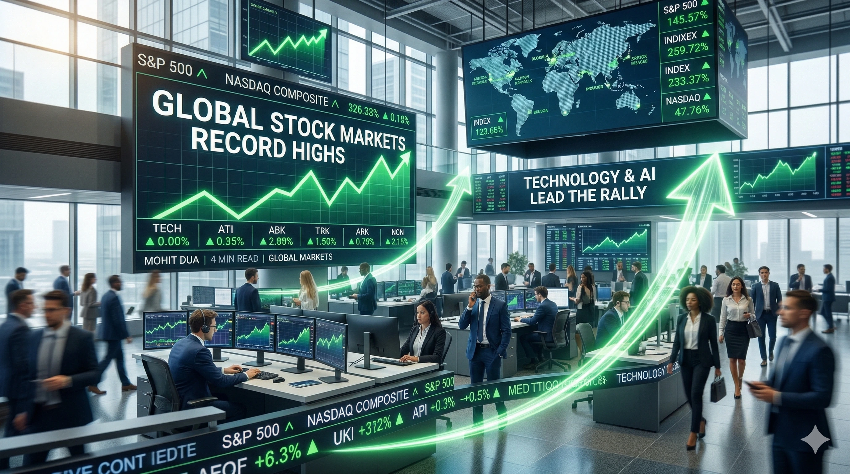 Global Stock Markets Hit Record Highs as Technology Stocks Surge