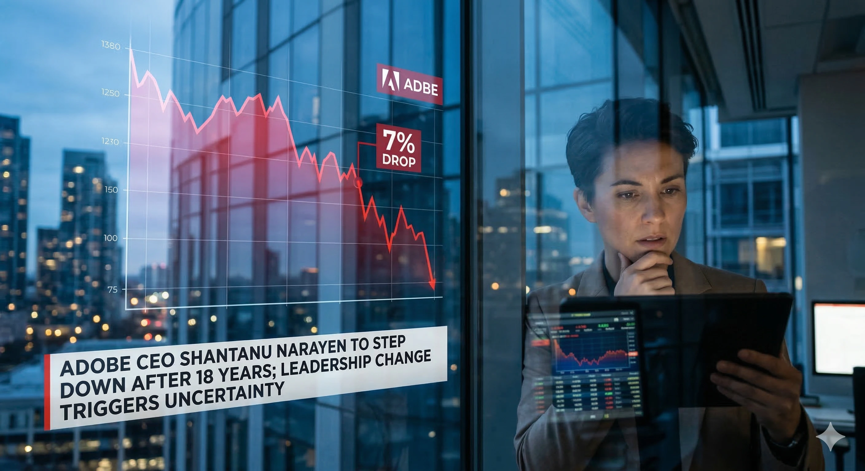 adobe stock drop 7 percent ceo shantanu narayen leadership change stock market news.webp